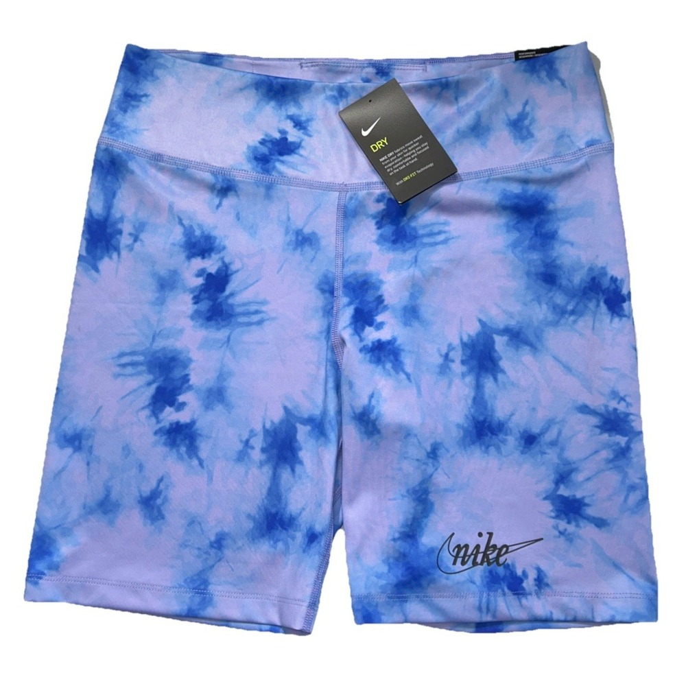 Nike One Training Shorts Tight Fit Women Sz M Tie Dye Multicolor 7" Dri-Fit NEW
